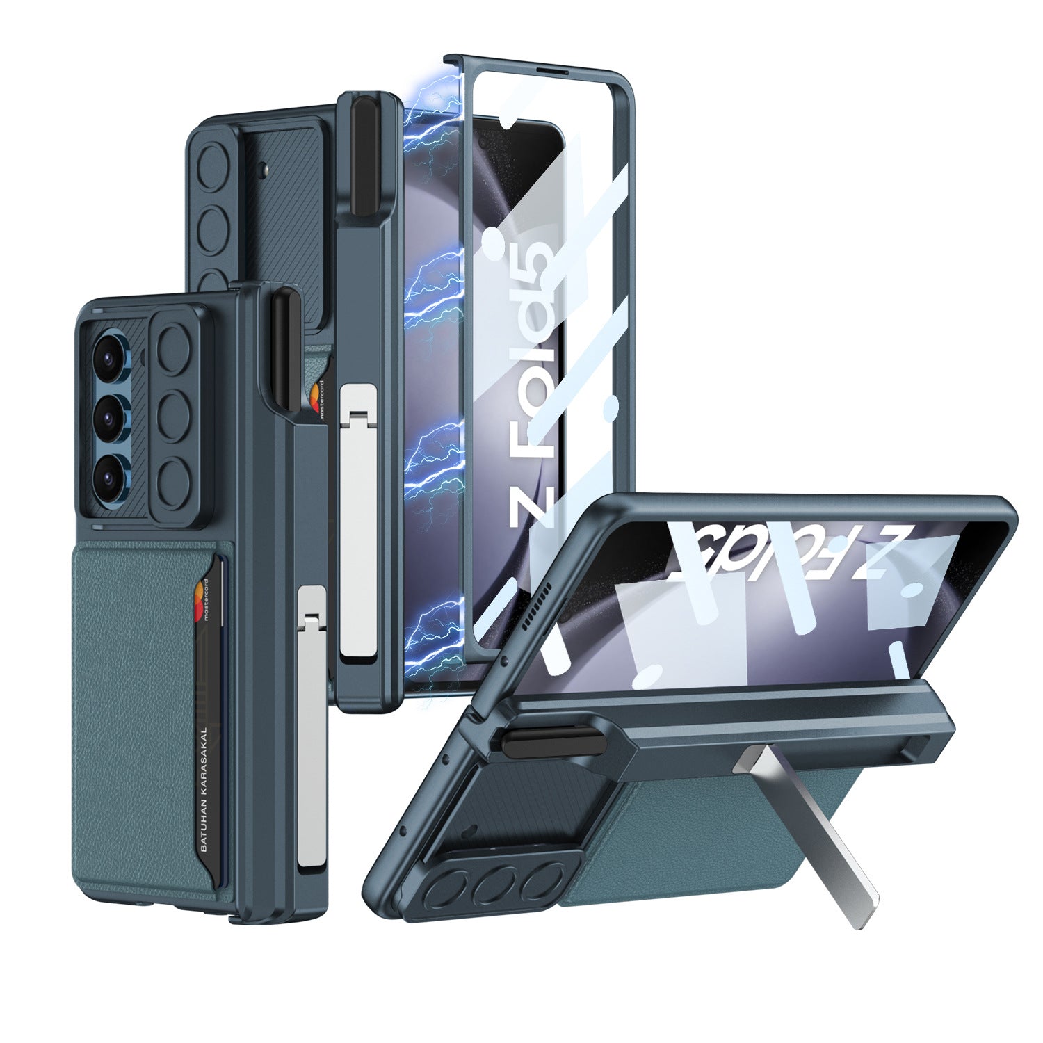 GKK For Samsung Galaxy Z Fold5 5G Case PC Phone Cover with Card Holder Screen Film GKK For Samsung Galaxy Z Fold5 5G Case PC Phone Cover with Card Holder Screen Film